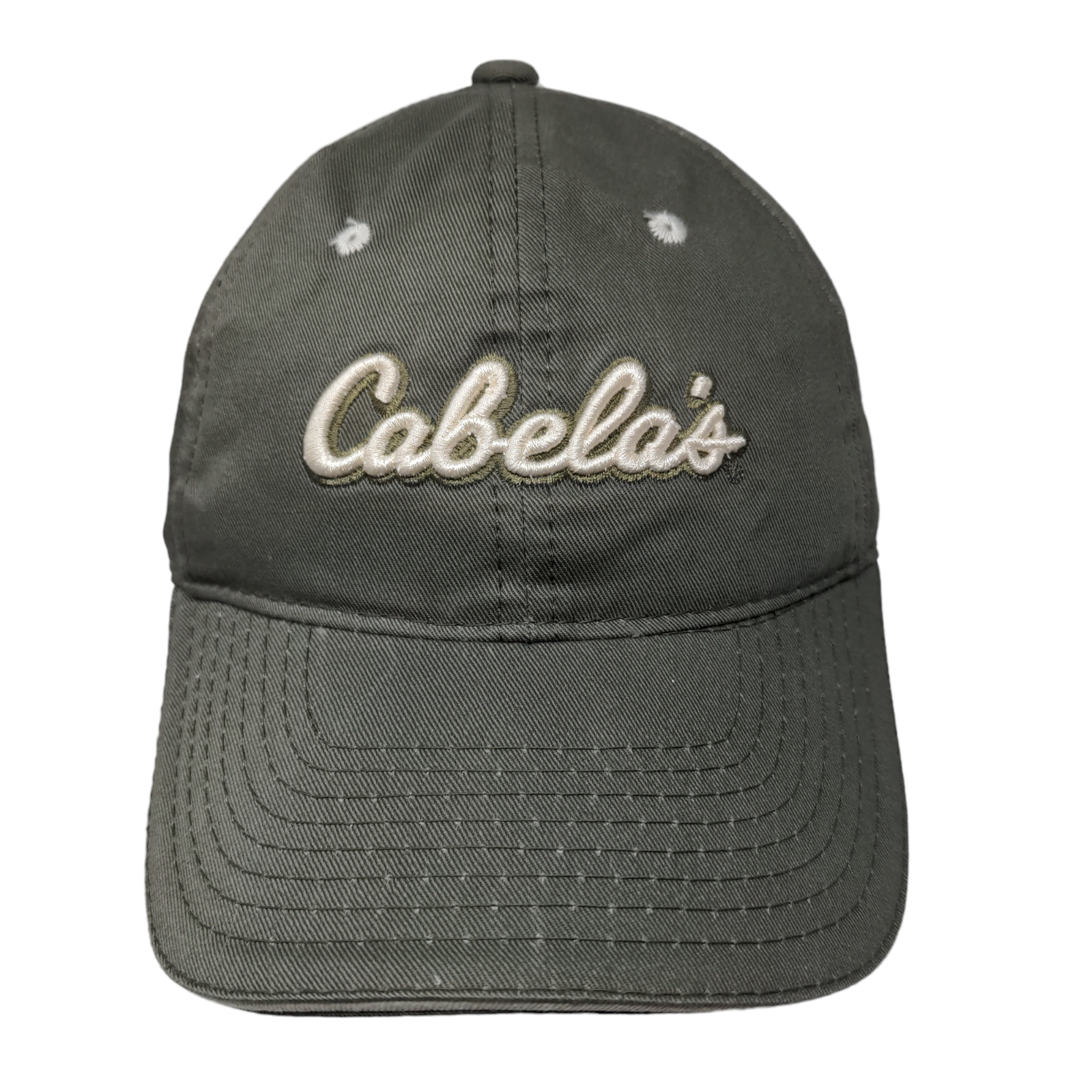 Cabelas Mens Slideback Hat Gray Beige Size Osfm Embroidered Logo